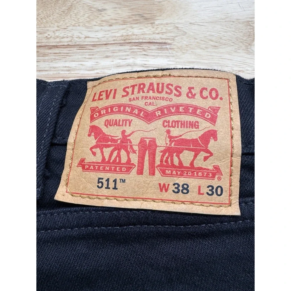 Levis 511 Slim Fit Black Denim‎ Jeans Men's 38X30 Stretch